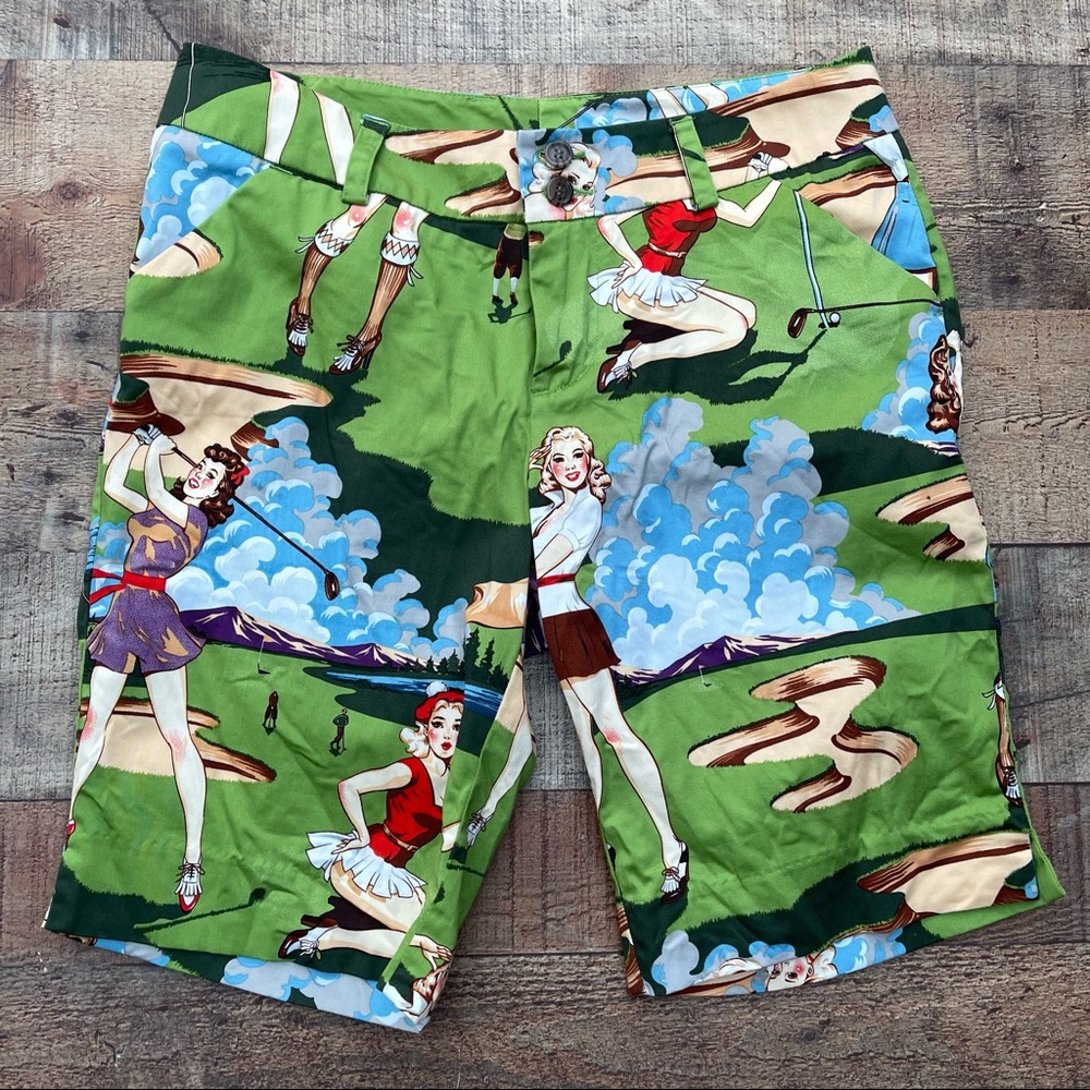 Loudmouth Golf Shorts Pin-up Girls Retro Size 6